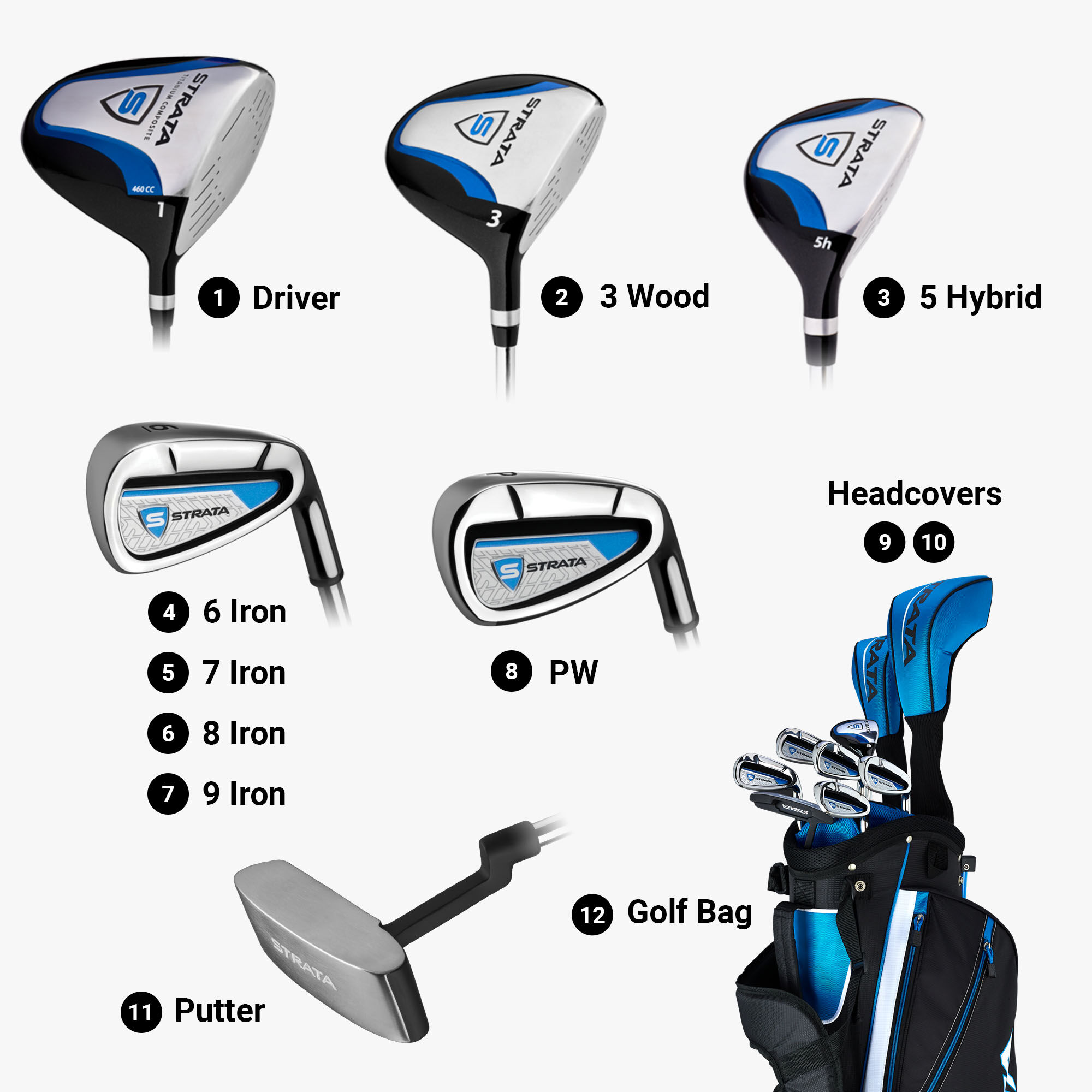 【高価値】 Strata 12-Piece Golf Callaway | Set Club Golf Men's クラブ