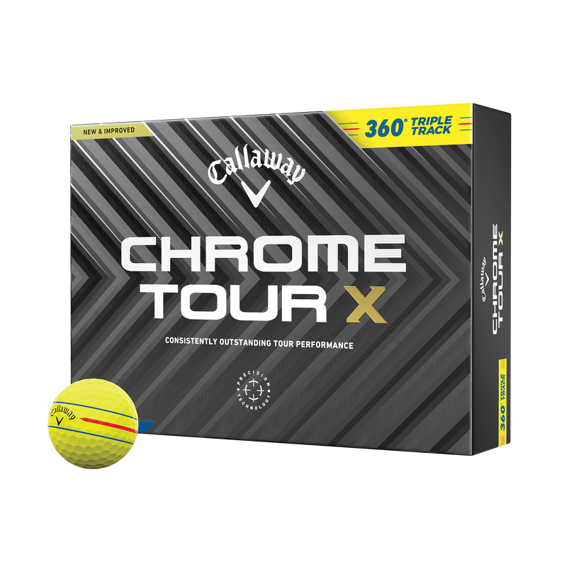 Chrome Tour X 360 Triple Track Yellow Golf Balls - View 1
