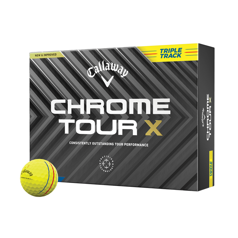 Chrome Tour X Triple Track Yellow Golf Balls - View 1