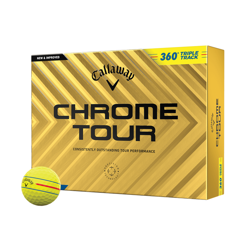 Chrome Tour 360 Triple Track Yellow Golf Balls - View 1