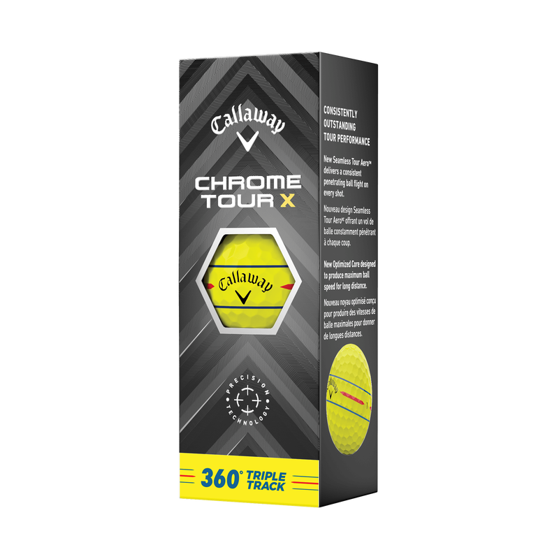 Chrome Tour X 360 Triple Track Yellow Golf Balls - View 4