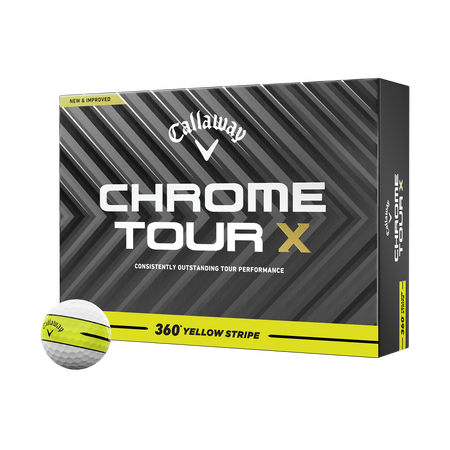 Chrome Tour X 360 Yellow Stripe Golf Balls