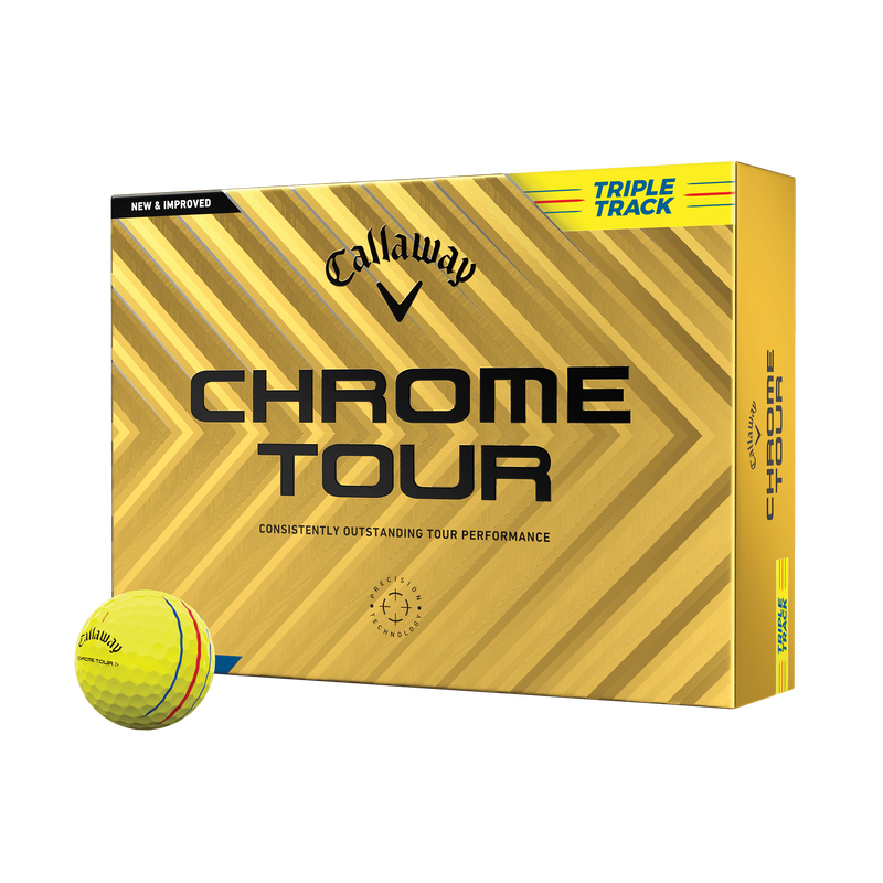 Chrome Tour Triple Track Yellow Golf Balls - View 1