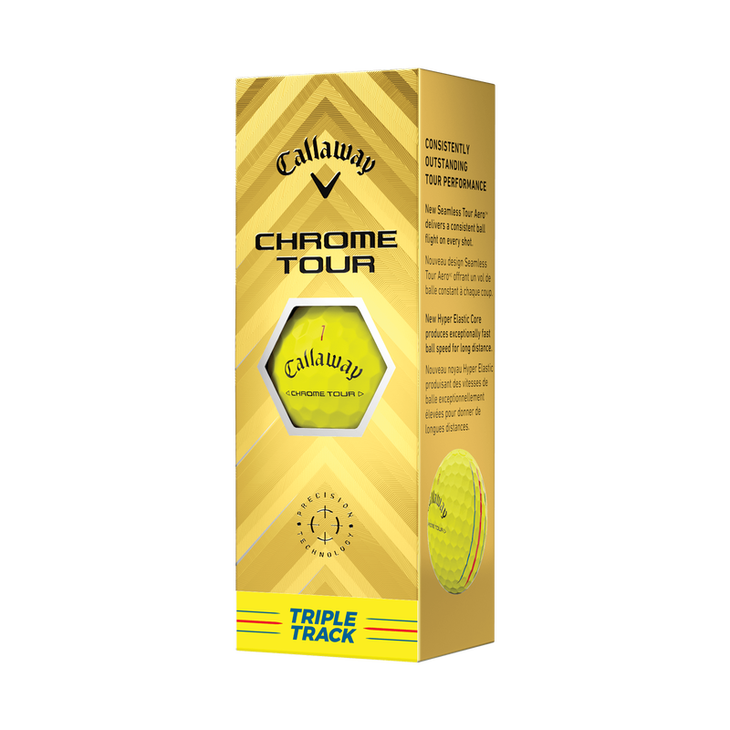 Chrome Tour Triple Track Yellow Golf Balls - View 5