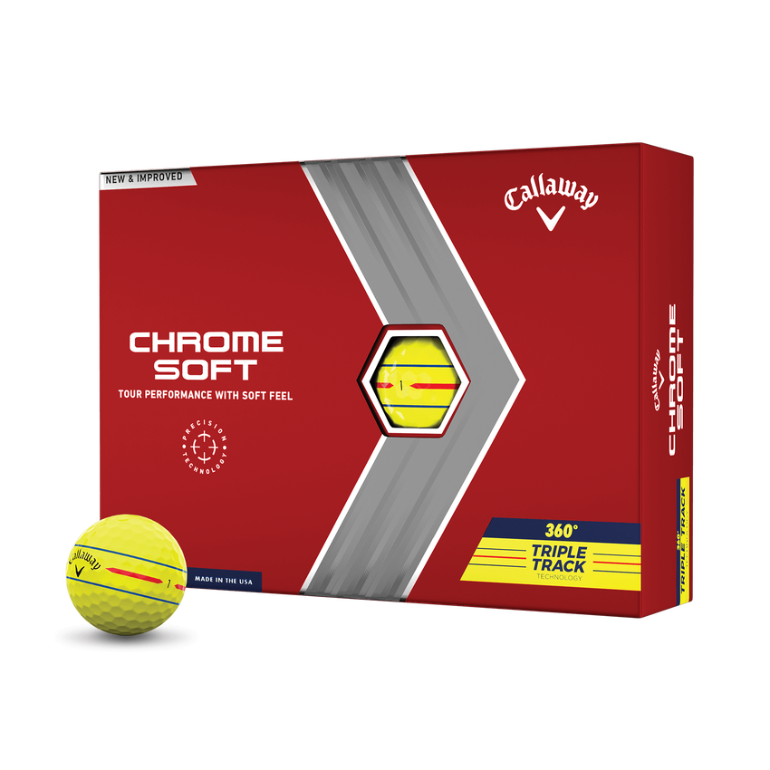 Balles de golf Chrome Soft 360 Triple Track jaunes - View 1